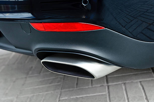 istock Close up of a car dual exhaust pipe. 471504290