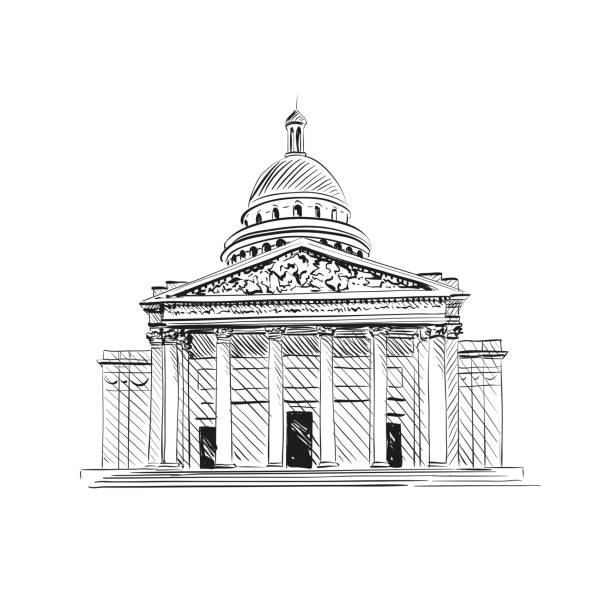 pantheon in paris, frankreich. vektor-illustration - pantheon paris paris france france europe stock-grafiken, -clipart, -cartoons und -symbole