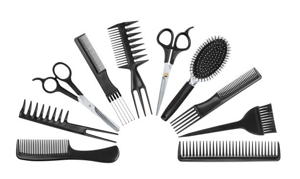 istock Comb and scissors collection isolated on the white background 471505338