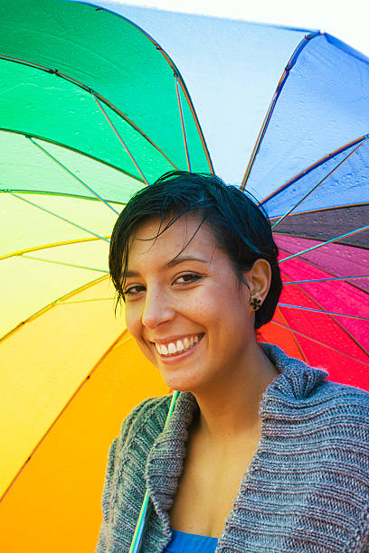 istock Woman Under Colorful Umbrella 471505389
