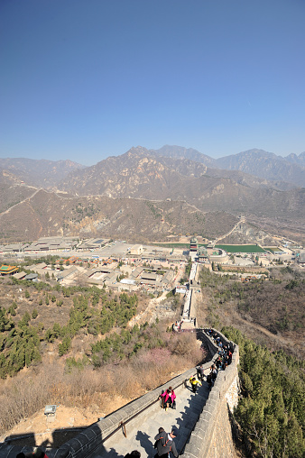 Beijing, China - April 2, 2013:The view of the Great Wall of China from the third level at Juyongguan Pass, Changping County.