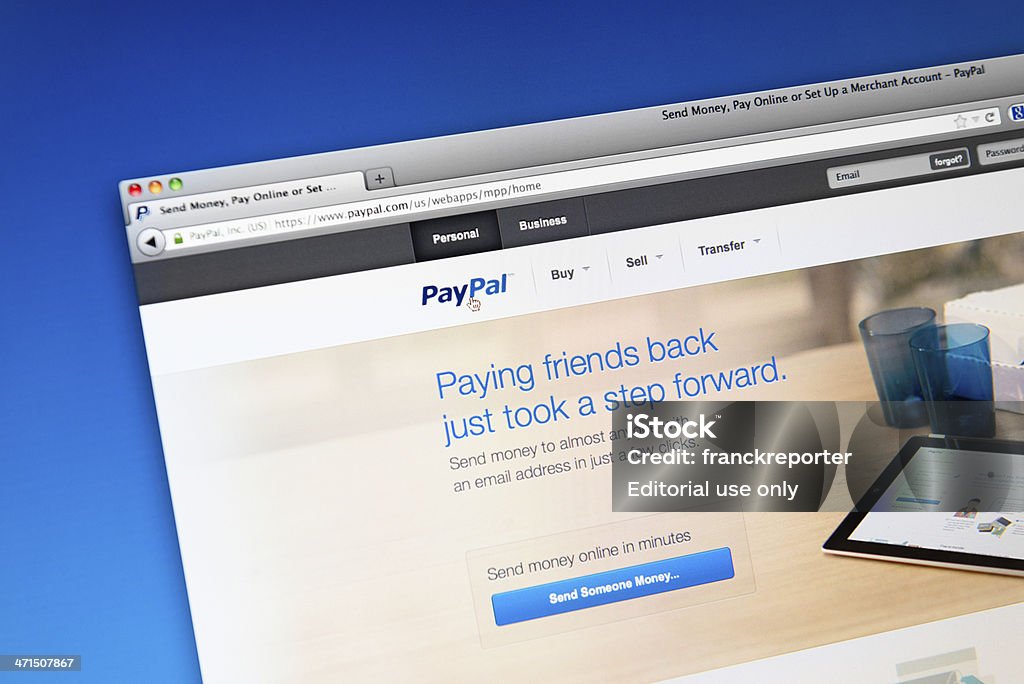 Sitio web de Paypal - Foto de stock de .com libre de derechos