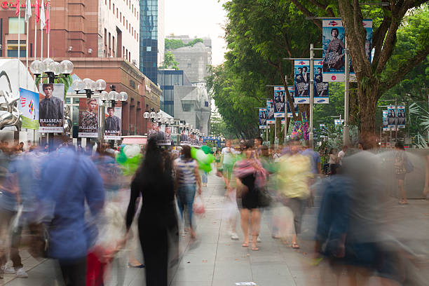 Busy Orchard Road stock photo