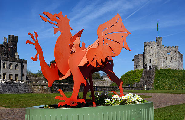 웨일스어 용 - castle cardiff wales welsh culture 뉴스 사진 이미지