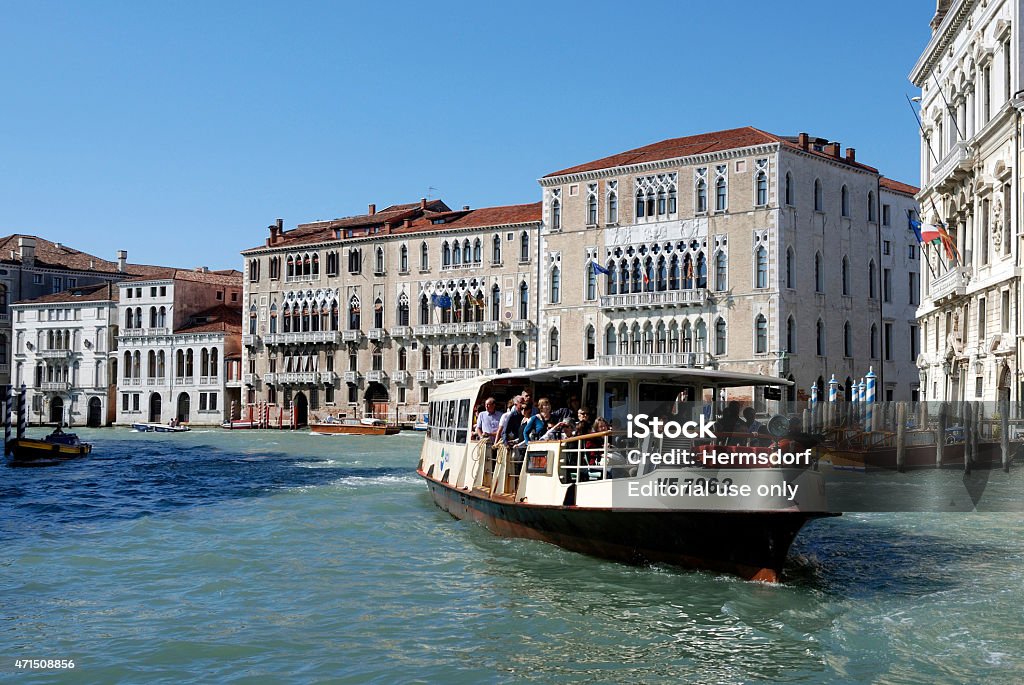 Grand Canal in Venice - Italy Venice, Italy - September 20, 2012: View of the Grand Canal in Venice with Water bus Vaporetto. 2015 Stock Photo
