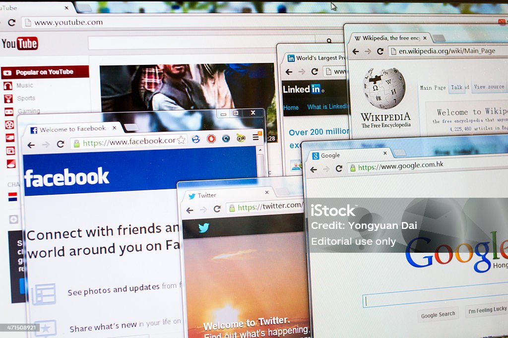 소셜 미디어 웹사이트 - 로열티 프리 Wikipedia 스톡 사진