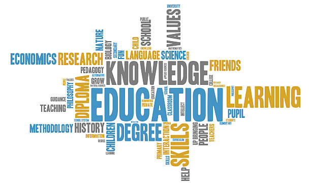 Word clouds related to education  vector art illustration