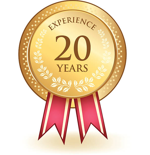 illustrazioni stock, clip art, cartoni animati e icone di tendenza di venti anni di esperienza - seal stamper business medal certificate