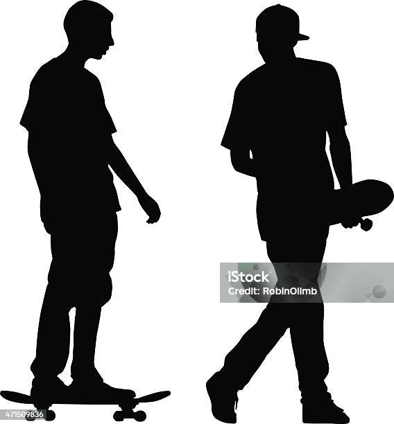 Ilustración de Dos Skateboarders Silueta y más Vectores Libres de Derechos de Monopatín - Actividades recreativas - Monopatín - Actividades recreativas, 2015, Actividades recreativas