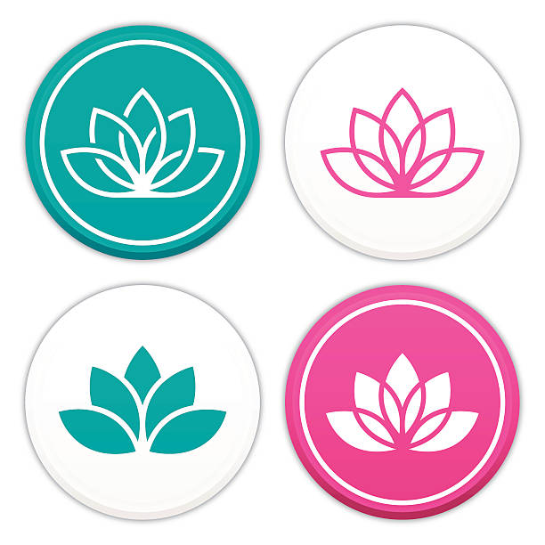 Lotus Flower Symbols Lotus flower symbols and icons. EPS 10 file. Transparency effects used on highlight elements. lotus water lily illustrations stock illustrations