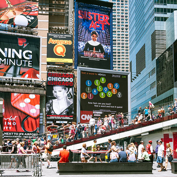 New York, United States - June 23, 2012: Side view of the TKTS ticket booth at Times Square. A very popular spot for tourists to enjoy the unobstructed view of Times Square.