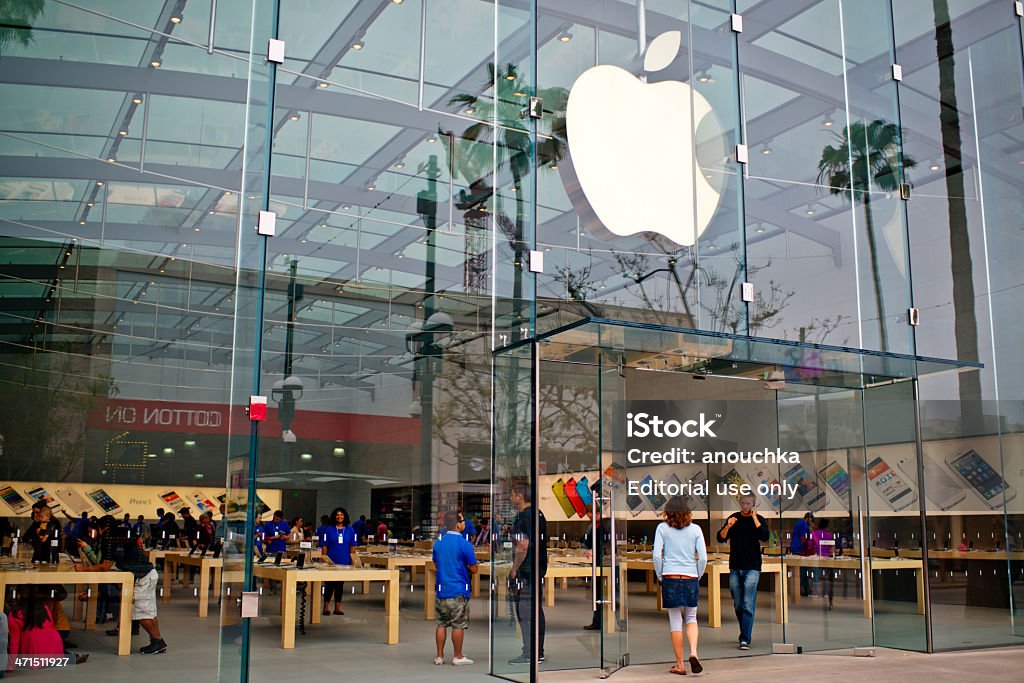 사과나무 슈토레 Third Promenade Street, 샌타모니카, USA - 로열티 프리 Apple Store 스톡 사진