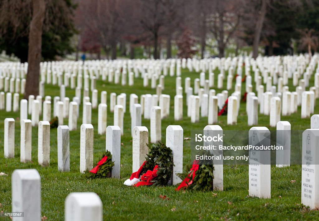 Świąteczne wreaths Cmentarz w Arlington - Zbiór zdjęć royalty-free (Arlington - Stan Wirginia)
