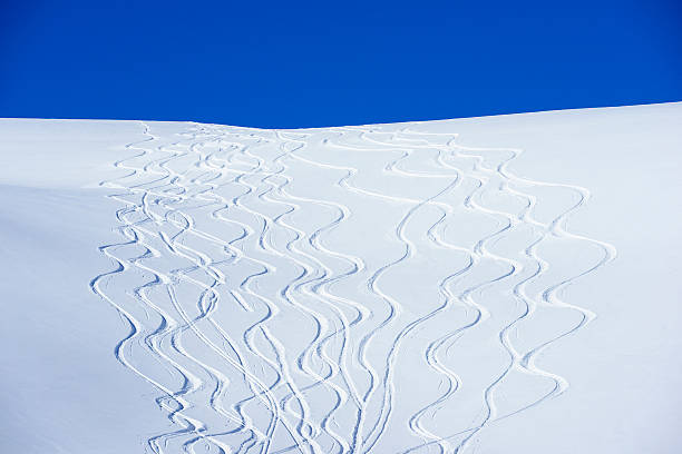 신선한 트랙을 - powder snow ski ski track track 뉴스 사진 이미지