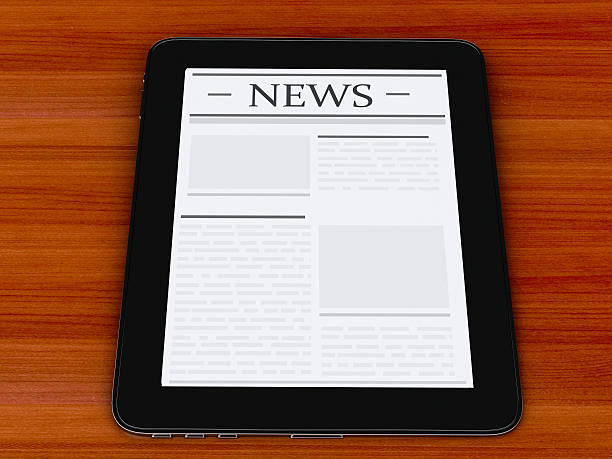 istock 3d digital tablet pc with news. Media concept 471513488