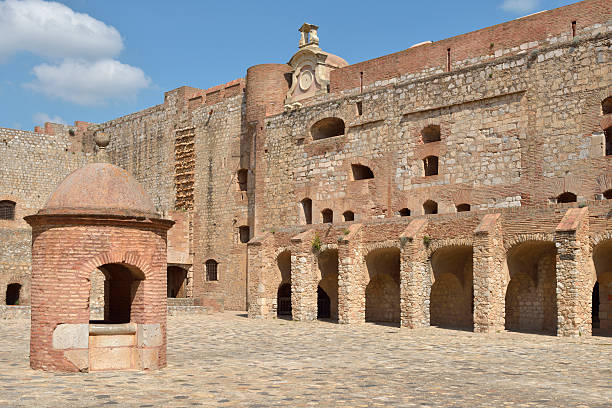 Inner courtyard of the Salses Fortress stock photo