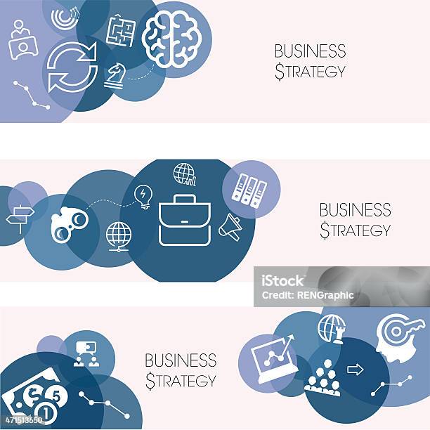 Ilustración de Estrategia De Negocios Y El Icono Conjunto De Banners y más Vectores Libres de Derechos de Binoculares