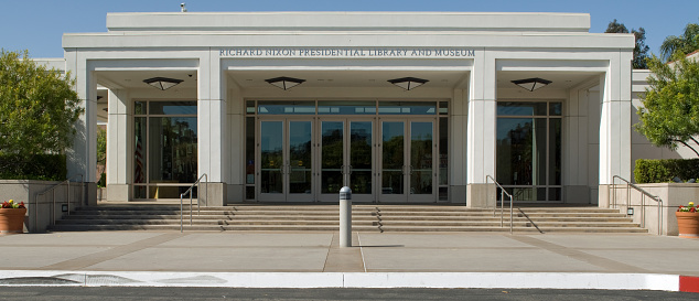 Yorba Linda, California, USA - April 16, 2013: The Richard Nixon Library and Museum in Yorba Linda, California. Nixon was the 37th president of the United States, from 1969 to 1974.