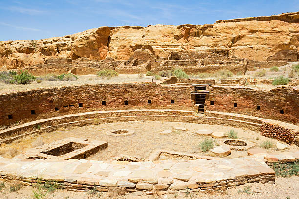 Chetro Ketl Ruins - Chaco Culture National Historical Park Chetro Ketl Ruins in Chaco Canyon at Chaco Culture National Historical Park, New Mexico, USA. chaco culture national historic park stock pictures, royalty-free photos & images