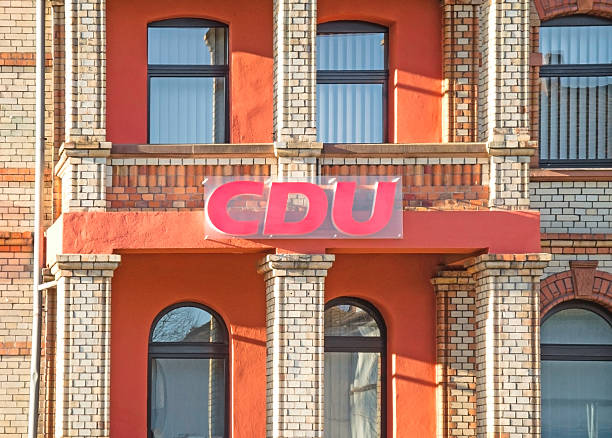 Christian Democratic Union of Germany Marburg an der Lahn, Germany - January 12, 2013:   Marburg office with advertising of the center-right political party Christian Democratic Union of Germany german federal elections photos stock pictures, royalty-free photos & images