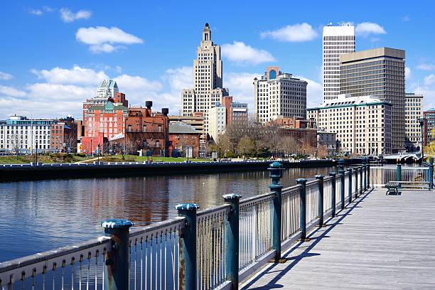 프로비던스, 로드아일랜드 스카이라인 - providence rhode island downtown district skyline 뉴스 사진 이미지