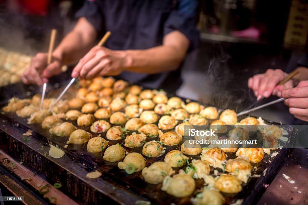 takoyaki process to cooking takoyaki most popular delicious snack of japan Osaka Prefecture Stock Photo