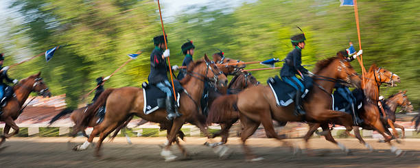 Crostwitz, Germany - April 8, 2012: Easter Riders attend the Easter ceremonial equestrian procession in the Lusatian village of Crostwitz near Bautzen, Upper Lusatia, Saxony, Germany.