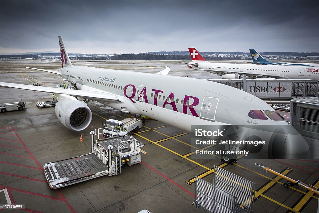 Qatar Airways 787-8 Dreamliner Boeing - Foto stock royalty-free di Aereo di linea