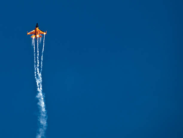 RNLAF  F-16 Fighting Falcon and Flares stock photo