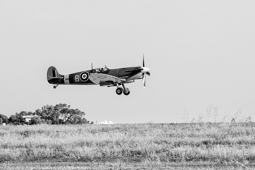 Luqa, Malta - September 29, 2012: Supermarine Spitfire during the 20th edition of the Malta International Airshow on 29 September 2012