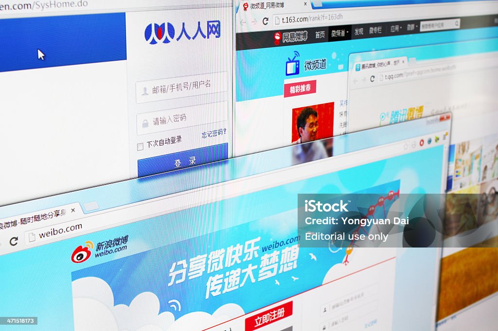 Principali siti web di Social Networking in Cina - Foto stock royalty-free di Weibo