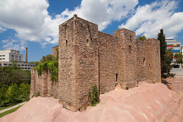 Terrassa, Spain - May 11, 2013: Castle Cartoixa de Vallparadis, a fortress built during the 12th century in Terrassa, Spain.