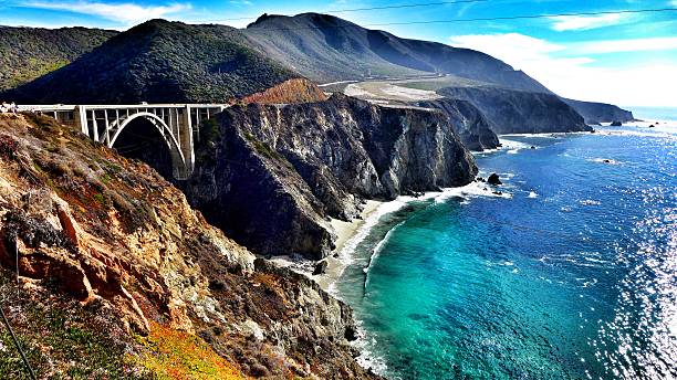 puente de bixby - coastline big sur usa the americas fotografías e imágenes de stock