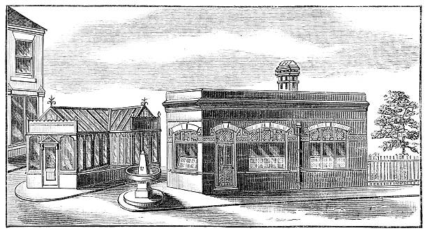 Antique Drawing Of Office Buildings