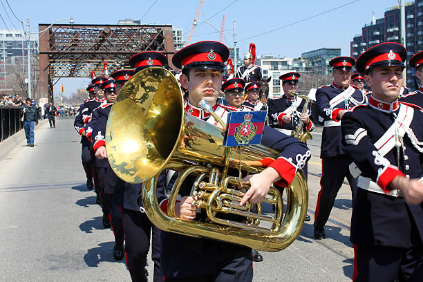 battaglia di york commemorazione parade - marching band trumpet bugle marching foto e immagini stock