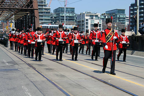 battaglia di york commemorazione parade - marching band trumpet bugle marching foto e immagini stock