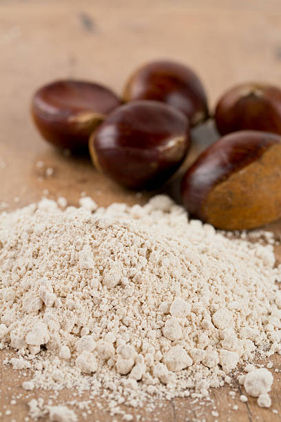 istock chestnut flour on wooden table 471525426