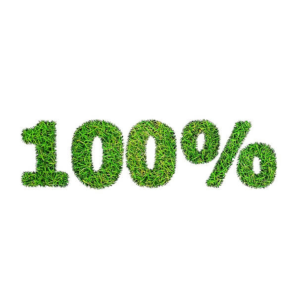 istock Hundred percent discount icon. Green grass numerals isolated on white 471525918