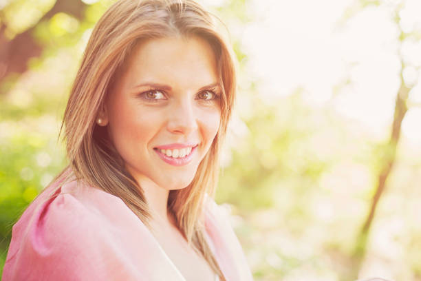 Close up portrait of a happy young woman