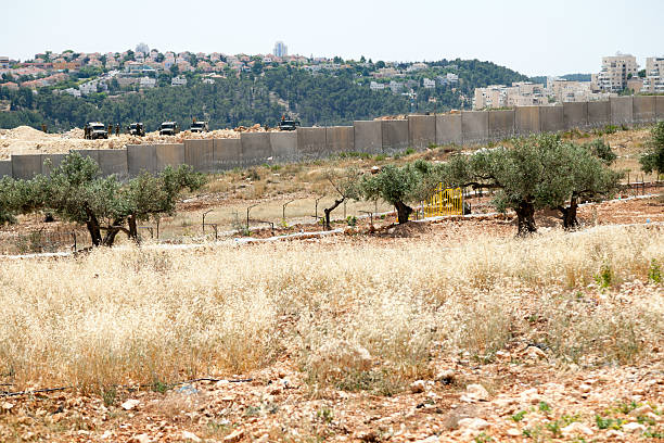 израильская армия, стеной разъединения - bilin стоковые фото и изображения