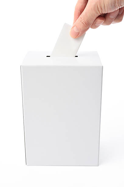 istock Voting a white blank ballot box on white background 471526800