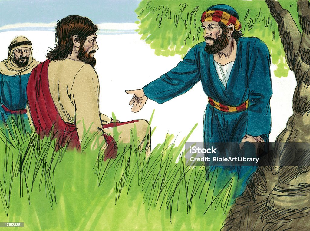 Jezus pyta o lokalizację Pesach posiłek - Zbiór zdjęć royalty-free (Jezus Chrystus)