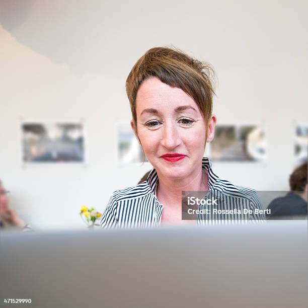 Businesswoman Attending Video Conference Stock Photo - Download Image Now - Education Training Class, Internet, 2015