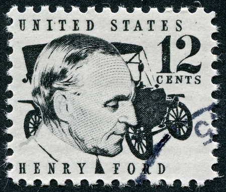 Richmond, Virginia, USA - December 3rd, 2012: Cancelled Stamp From The United States Featuring The Pioneer Of The Automobile, Henry Ford.