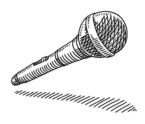Wireless Microphone Drawing Hand-drawn vector drawing of a Wireless Microphone. Black-and-White sketch on a transparent background (.eps-file). Included files are EPS (v10) and Hi-Res JPG. microphone drawings stock illustrations
