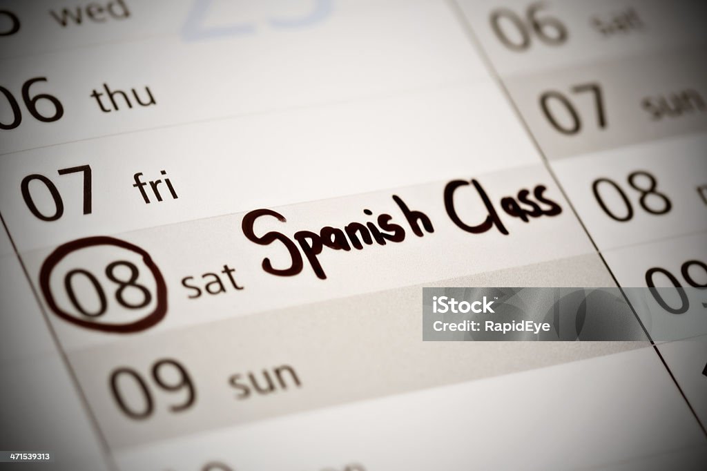 Recordatorio sobre el calendario ha español clase a sábados - Foto de stock de Aprender libre de derechos