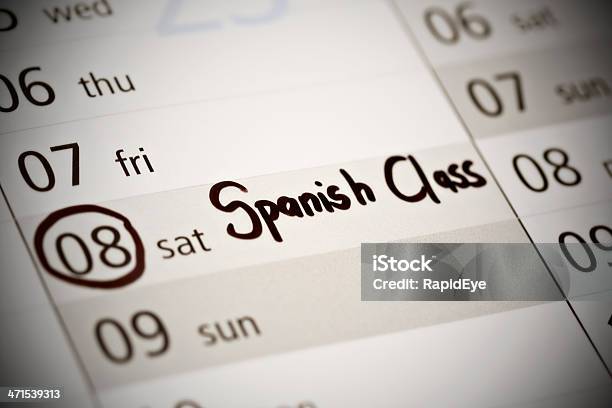 Recordatorio Sobre El Calendario Ha Español Clase A Sábados Foto de stock y más banco de imágenes de Aprender