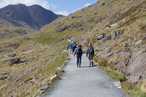 Busy day on Snowdon stock photo