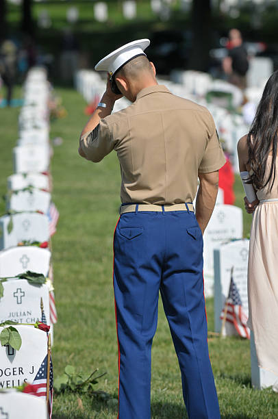 USA.  Marine wizyt Narodowy Cmentarz w Arlington, Memorial Day – zdjęcie