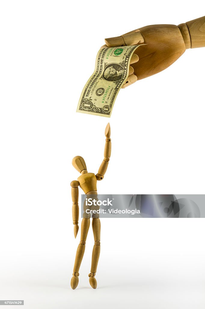 Big lui 1 dollar à petit en bois homme dummy - Photo de Acheter libre de droits